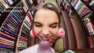 Facual cumshots: A Risky Facial in the Library
