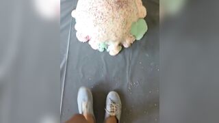 Stepping on a squishy ice cream cushion - Feet