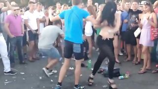 Girl strips at concert - She is totally fucked out