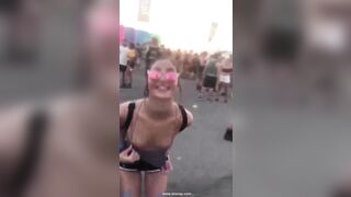 Festival Strumpets: Flashing her little boobs