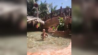 Cumming out of the pool