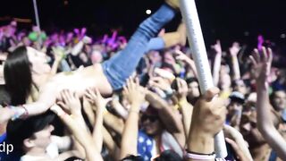 Concert Flashing: Topless crowd-surfing at a festival