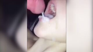 Filling Her Pretty Mouth Up - Cum Fetish