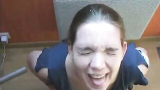 Cum In Hair: large load to her face receive in her hair