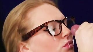 Sexy with glasses - Cum In Hair
