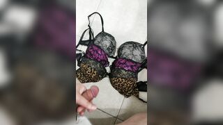 Cum On Bras: Cum on sister's bras