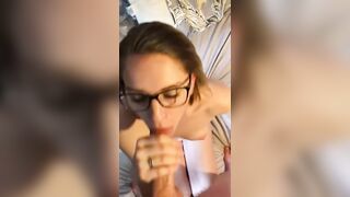 Cute one taking a facial - Cum On Glasses