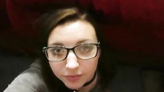 Cum On Glasses: jerking it onto her face