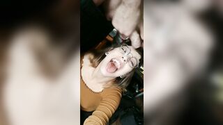 Cum On Glasses: Caught a little Drop with her tongue ??