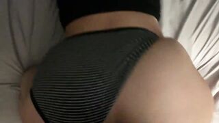 Cum on big ass in striped panties