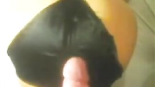 reverse angle cum on black panties