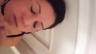 Panties in the mouth cumshot
