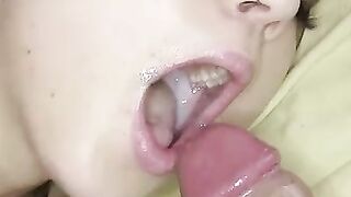 Cum on Tongue: A lot of cum