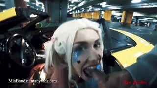Cum on Tongue: Harley Quinn takes it all