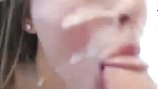 Cum Sluts: Brittany Taylor taking a facial on cam