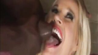 Gals Swallowing Cum: Glad golden-haired receives BBC cum on her tongue and swallows