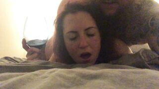 Couples Gone Wild: Kept from spilling the wine like a champ with anal.