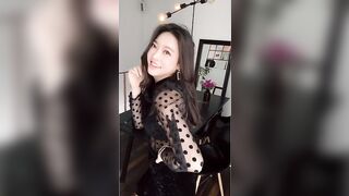 Cute Korean: Park Jeong Yoon - Transparent Ebony PolkaDot Top GIF