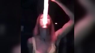 sexy Slut Swallowing A Glowing Fake penis 