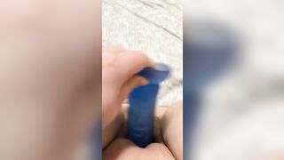 My wife playing with her little blue ???????? - Dildo