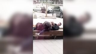 Drunk: Receive A Room! Oral sex and fondle on the bench. People walk around.