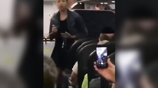 Flying the friendly skies Outraged by something, the girl showed the ass to the passengers of the plane and twerking! - Drunken