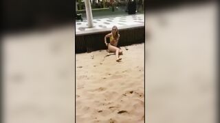 Cute blonde masturbating in the sand - Drunken