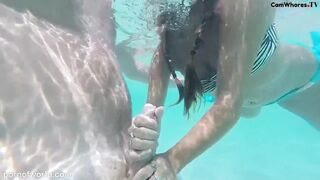 Drunk: Tugjob and oral sex beneath water