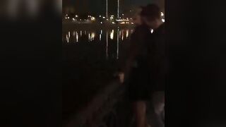 Couple fucks in Moscow on the waterfront. Girlfriend shoots them on video! - Drunken