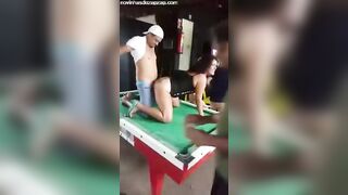 PUBLIC SEX - Public fuck on a pool table - Drunken