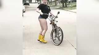 Drunk: Drive-by ass shake. Large butt swerving on a bike