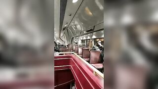Sex couple in a two-story electric train - Drunken