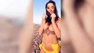 Drunk: pornstar Liya Silver on the beach