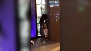 slut caught in public with huge dick in mouth, then flashes her cunt