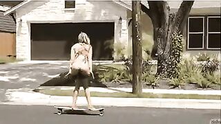 that babe Flashes Her Arse During the time that Skateboarding