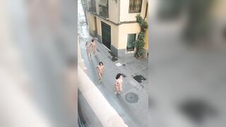 Dozens of Spanish women naked in public
