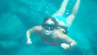 Diving Girl Embarrassed Nipslip