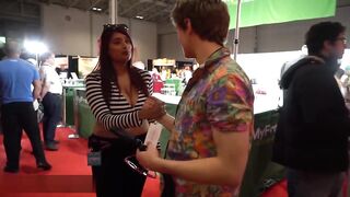 fan groping Pornstar Wobblers during the time that casually Talking at Toronto Sexpo